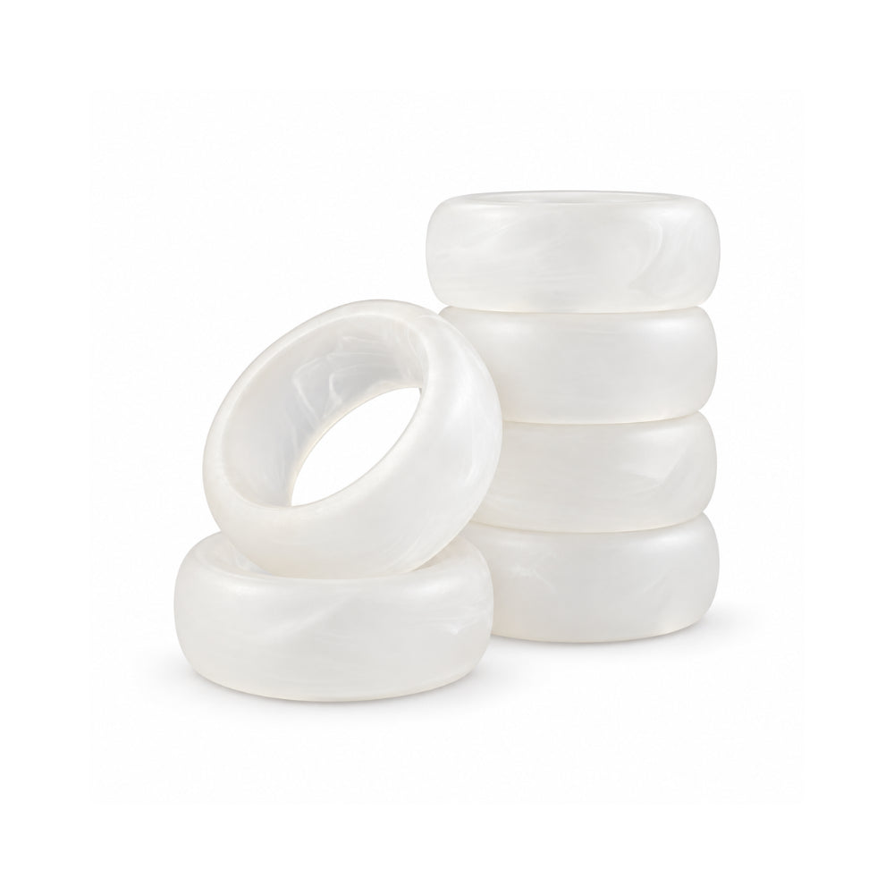 K&Co. Lagoon Series Resin Napkin Rings 6 Piece - WHITE
